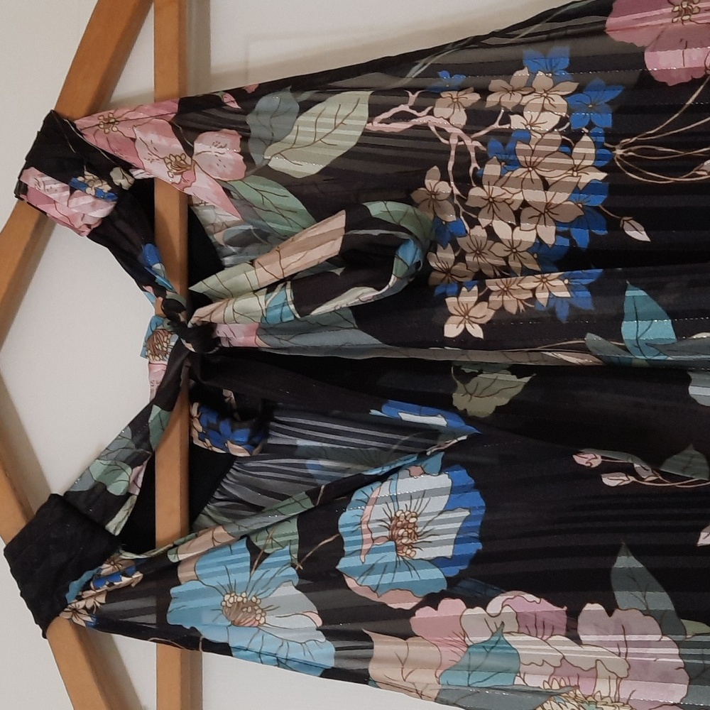 Adrianna Papell Floral Maxi Dress - Black and Blue - Picture 12 of 16